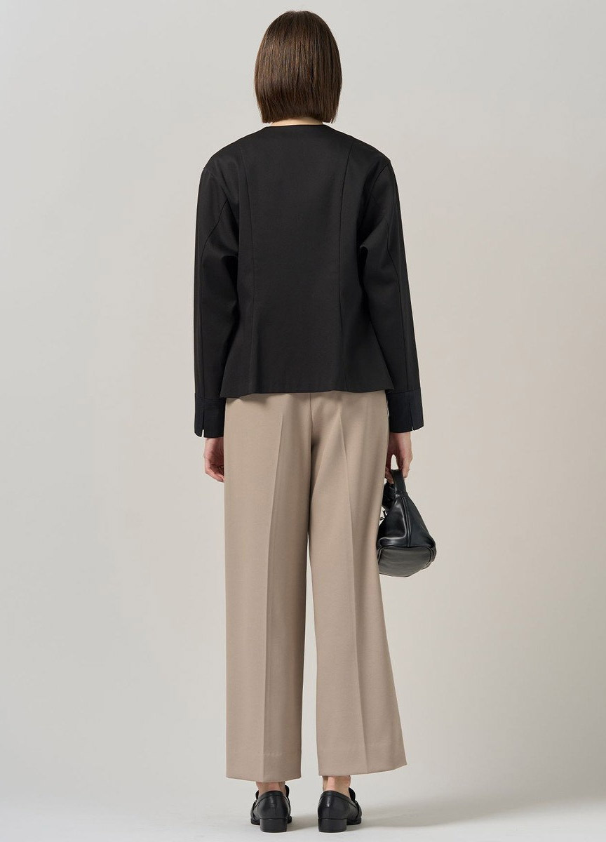 緞光簡約V領長袖襯衫